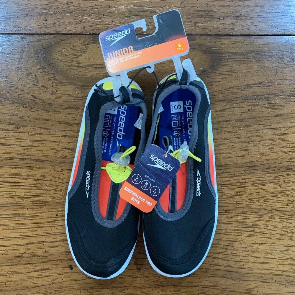 Speedo Boys Junior Water Shoes - Black and Orange